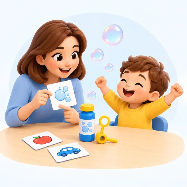 Una terapista conduce l’attività con il bambino